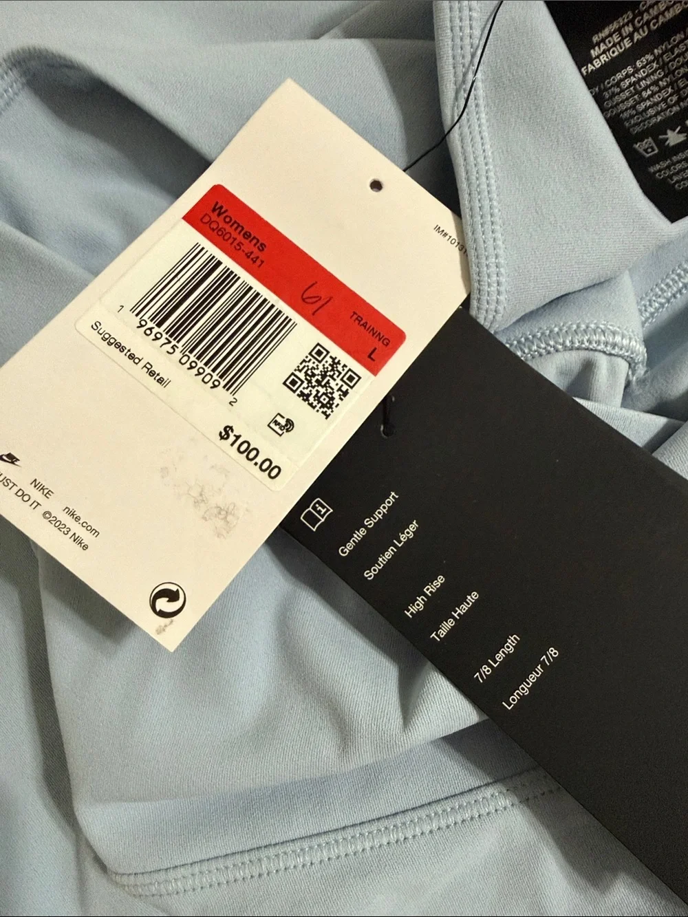 Nike Zenvy Dri-Fit Large Blue Gentle-Support High-Waisted Leggings